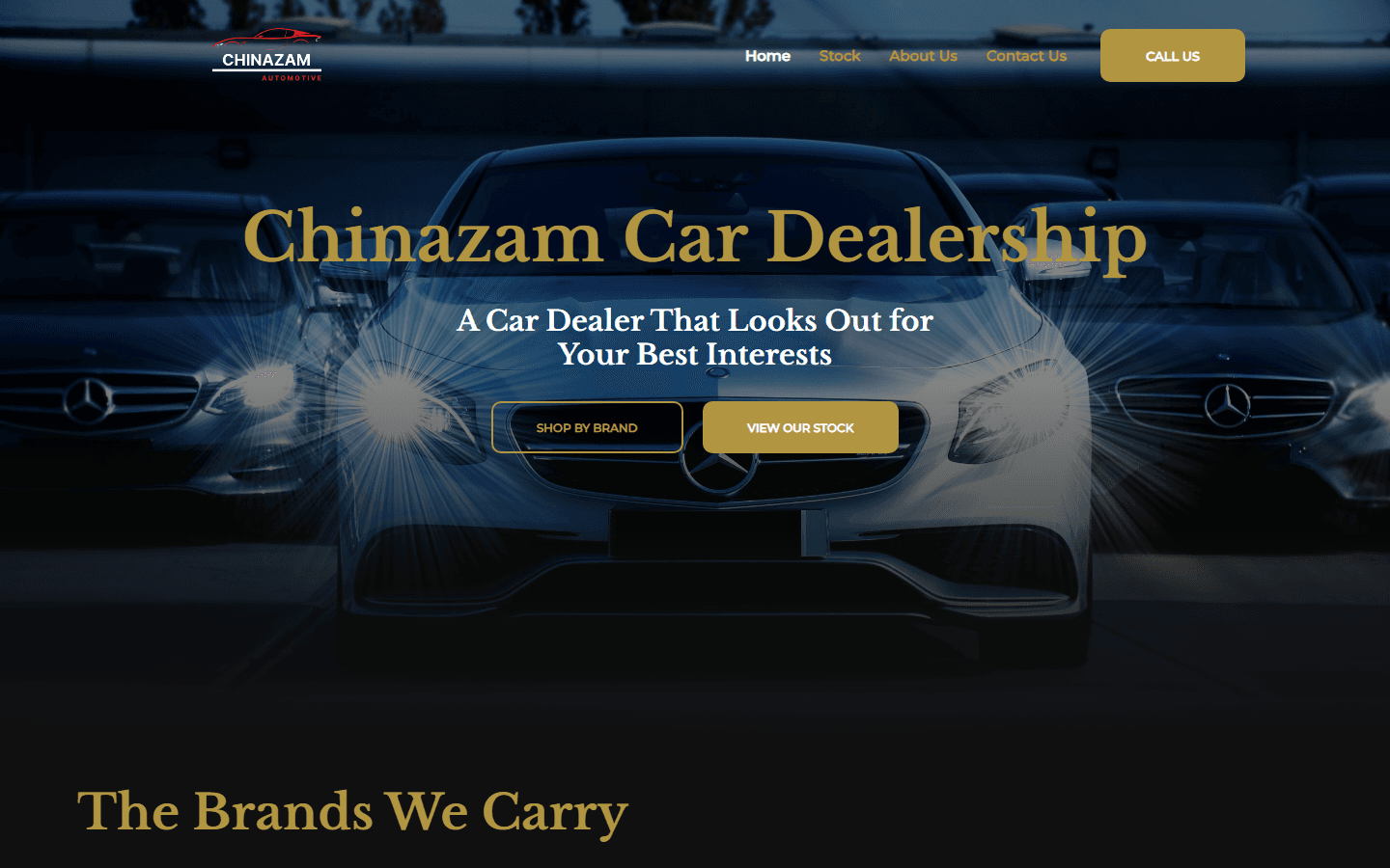Homepage screenshot of Chinazam Auto Dealership vehicle listings site