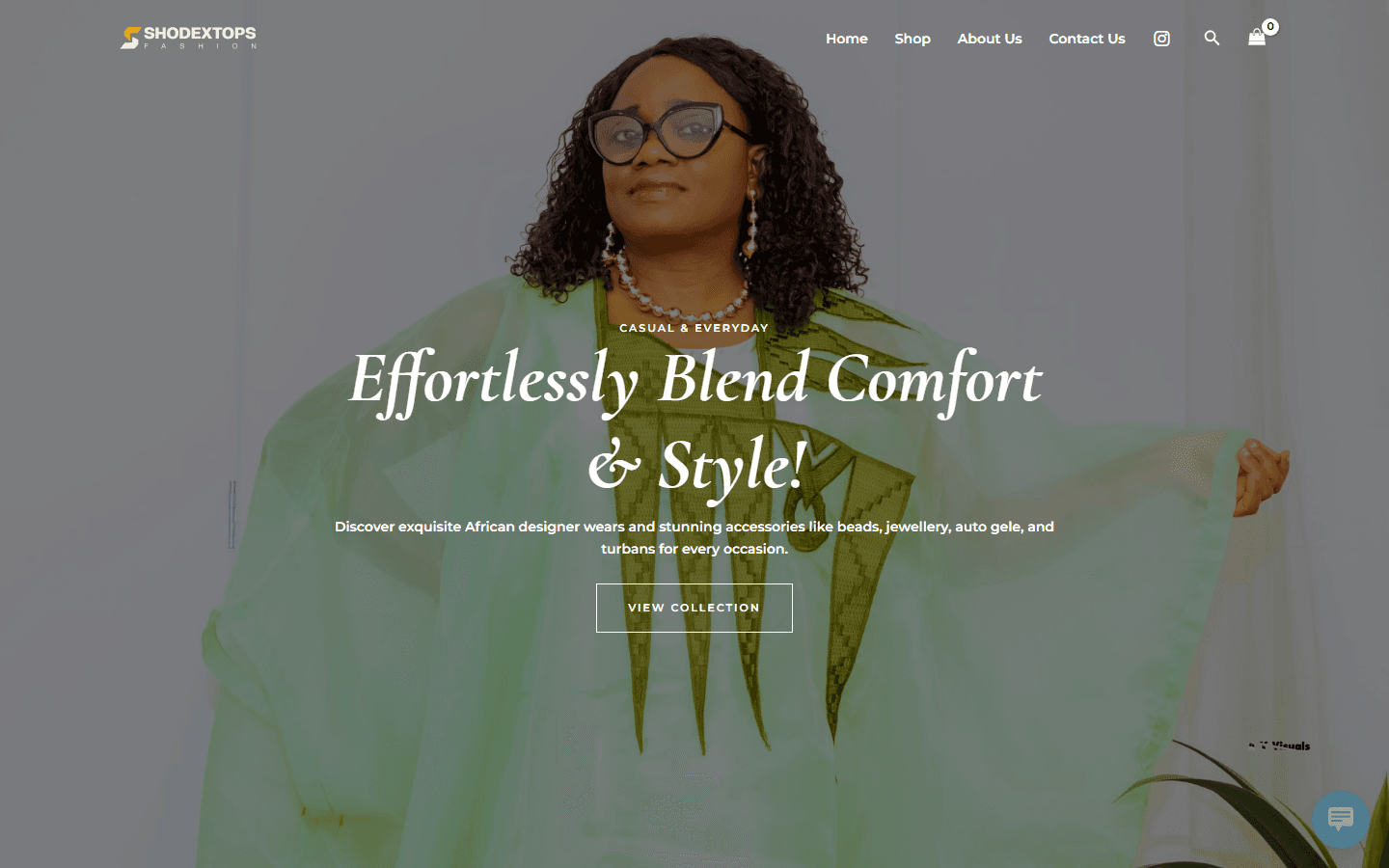 Homepage screenshot of Shodextops Fashion online store