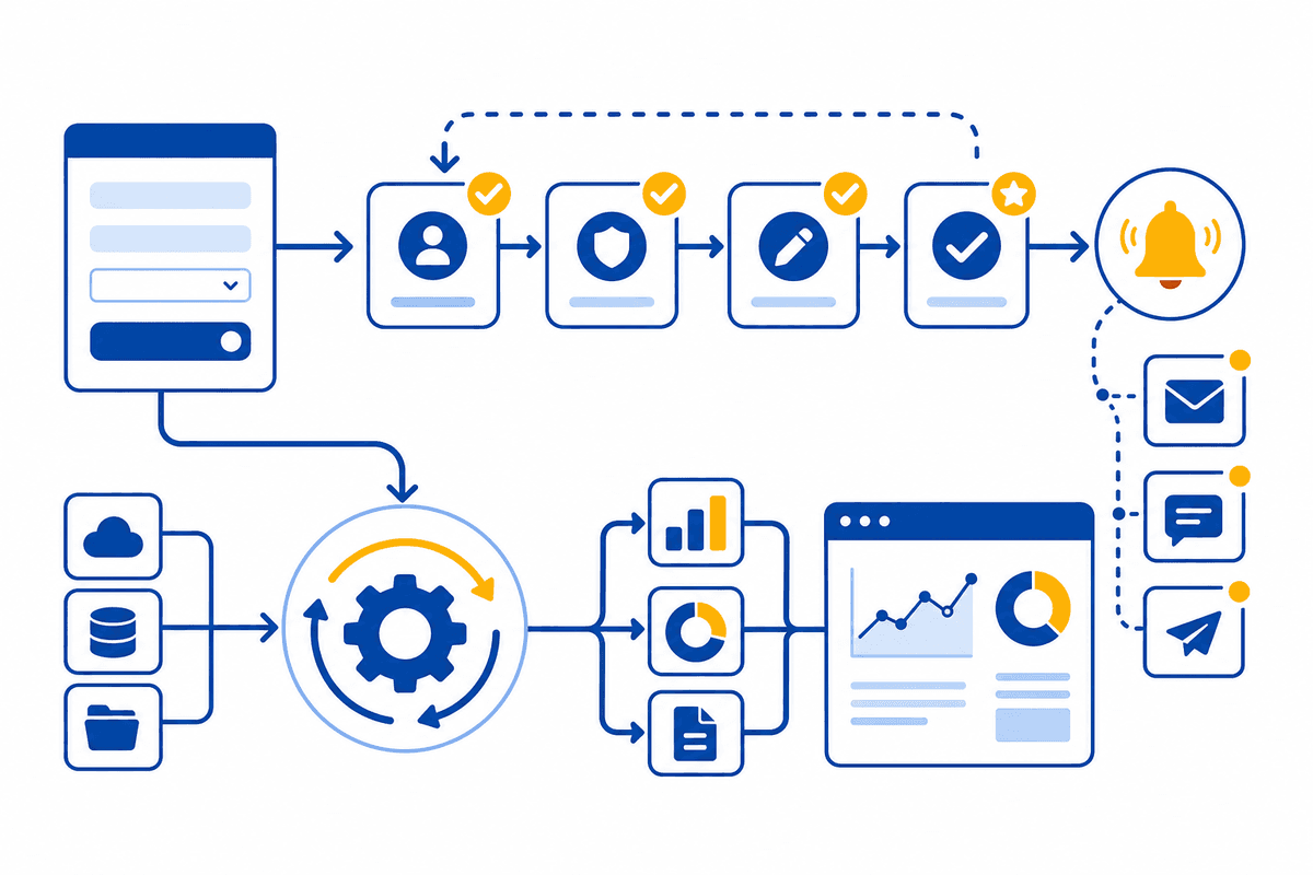 Illustration representing business workflow automation